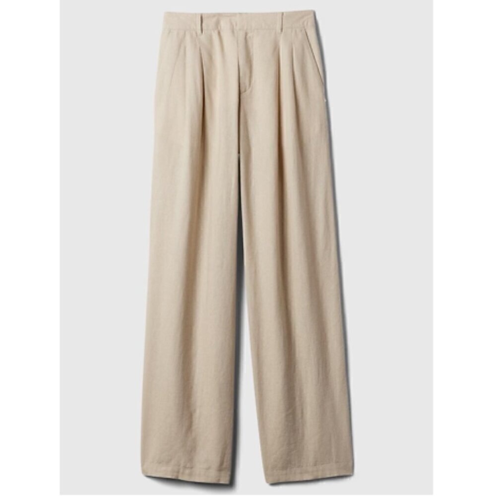 GAP High Rise Wide Leg Pleated Linen Trouser Pants Size 16 Black #875360 NWT $80 - Picture 7 of 11